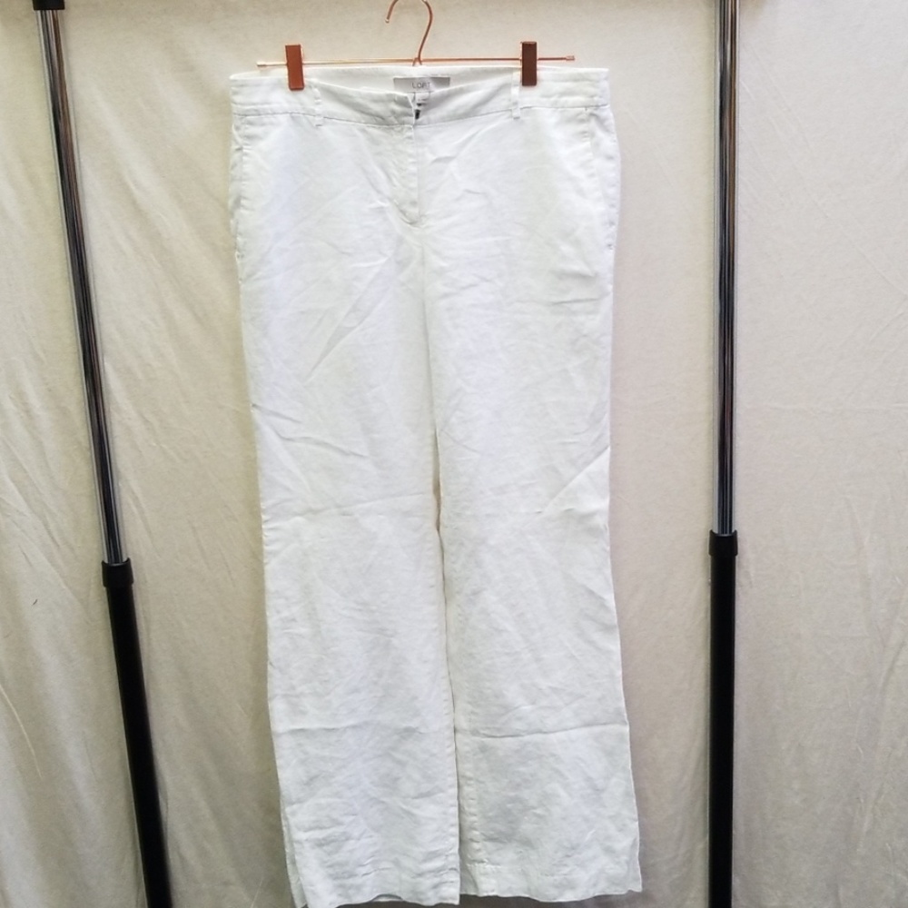 Ann Taylor Loft White Linen Pants